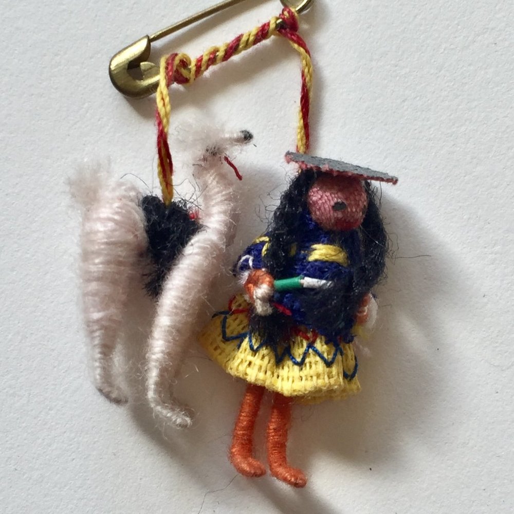 🦚2/$20🦚 SALE! Hand Made Pin Llama & Girl South America